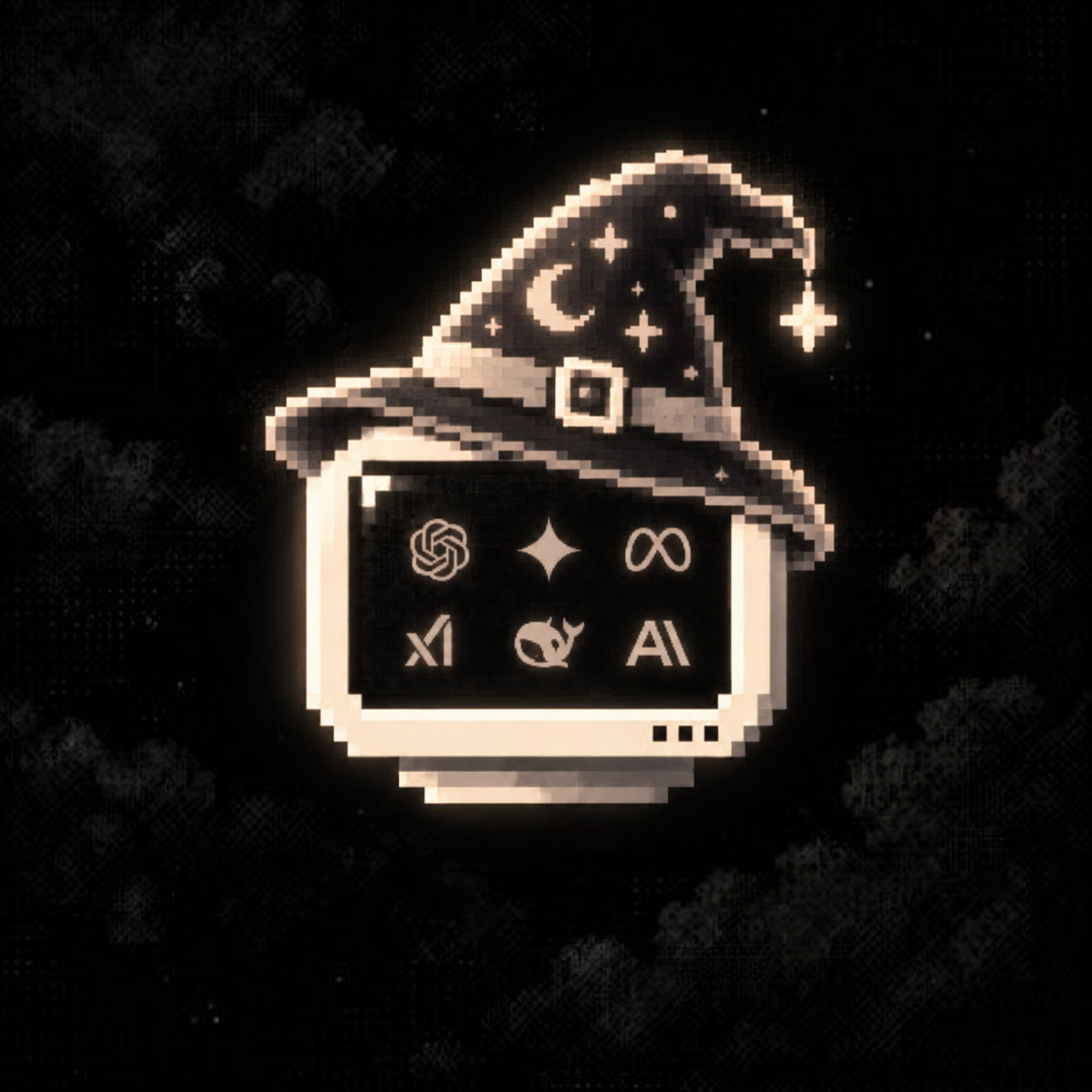 WIZ, a pixel-art CRT monitor wearing a wizard hat